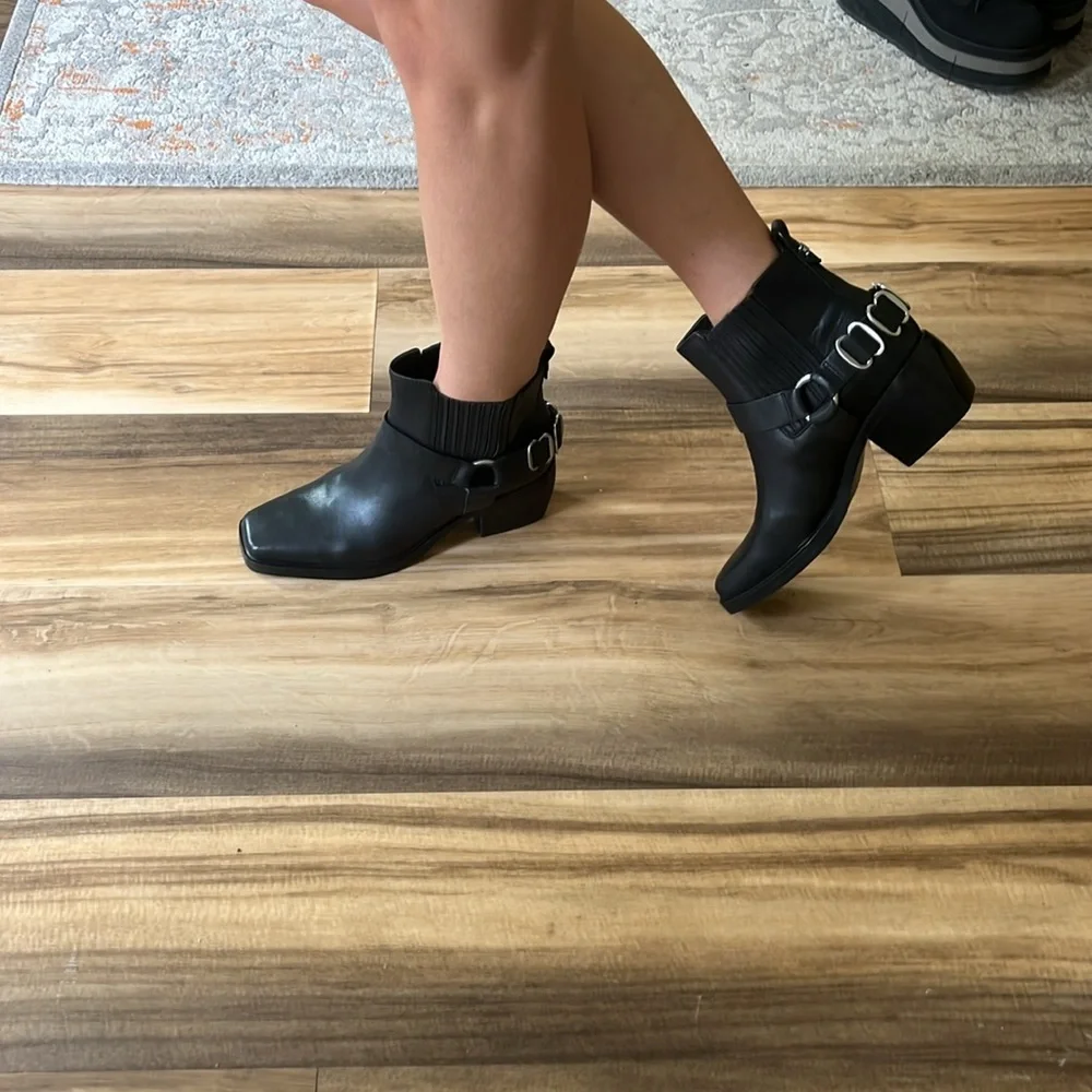 Sam Edelman Bellamie Motorcycle Bootie‎ Black Leather Size 7.5 NWOT